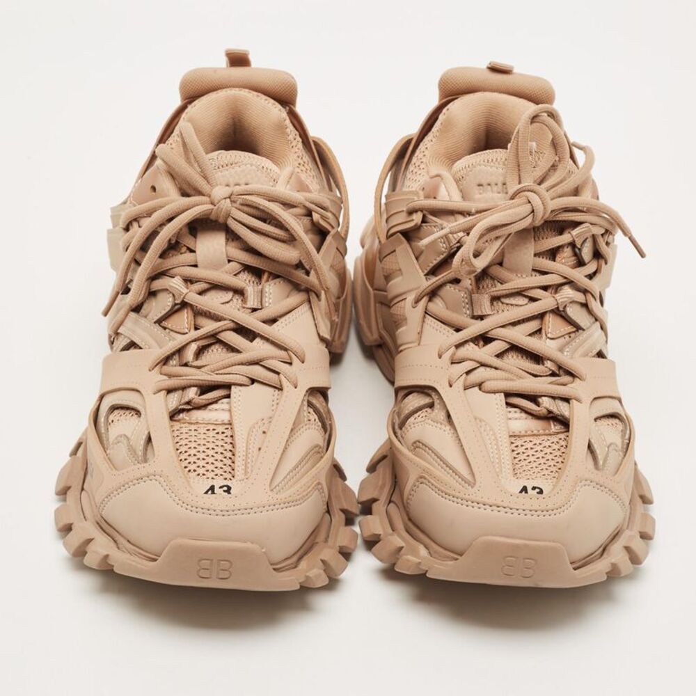 Balenciaga Track Size 43 Beige Faux Leather And Mesh Lace Up Sneakers - Picture 3 of 7